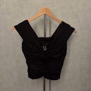 Forever 21 Black Ruched Crop Top
